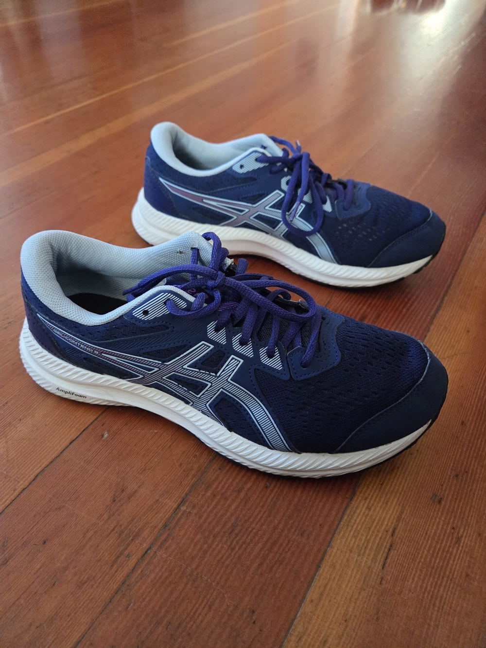 Asics Navy Blue Athletic Running Shoes with White Accents